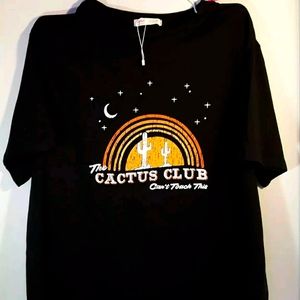 Black Graphic Tee Shirt The Cactus Club Moon Stars